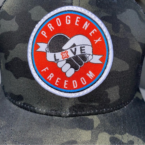 Progenex Camo Hat Mesh Snapback Fitness Gym Love Freedom Protein Shake Hunter - Picture 2 of 7